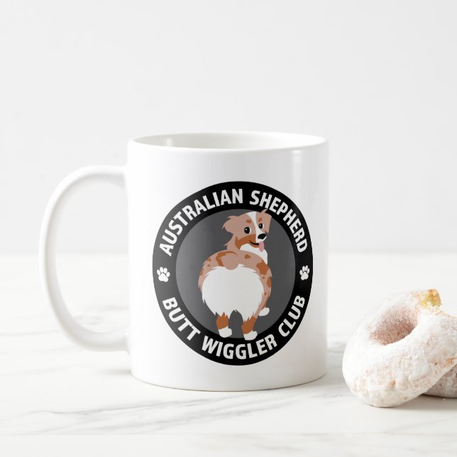 Mug Australian Shepherd Butt Wigglers Club - Red Merle (Avec donut)