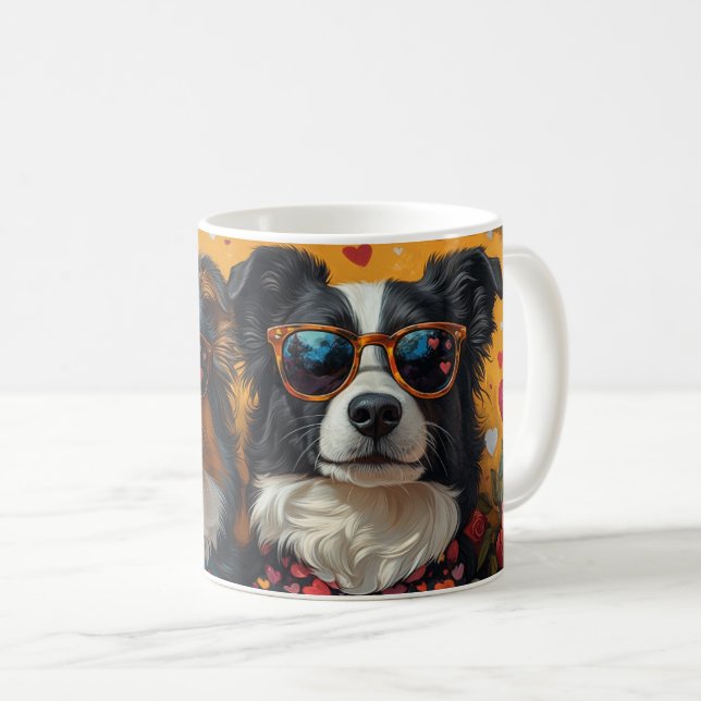 Mug Australian Shepherd Heart Roses Saint-Valentin (Devant droit)