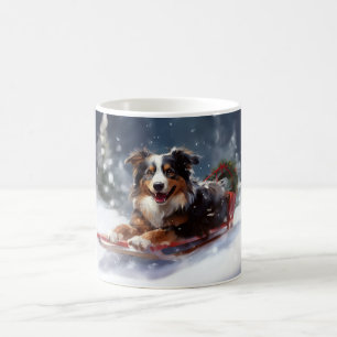 Mug Australian Shepherd hiver neige de Noël
