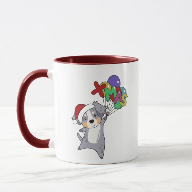 Mug Australian Shepherd Merry Christmas Winter (Gauche)