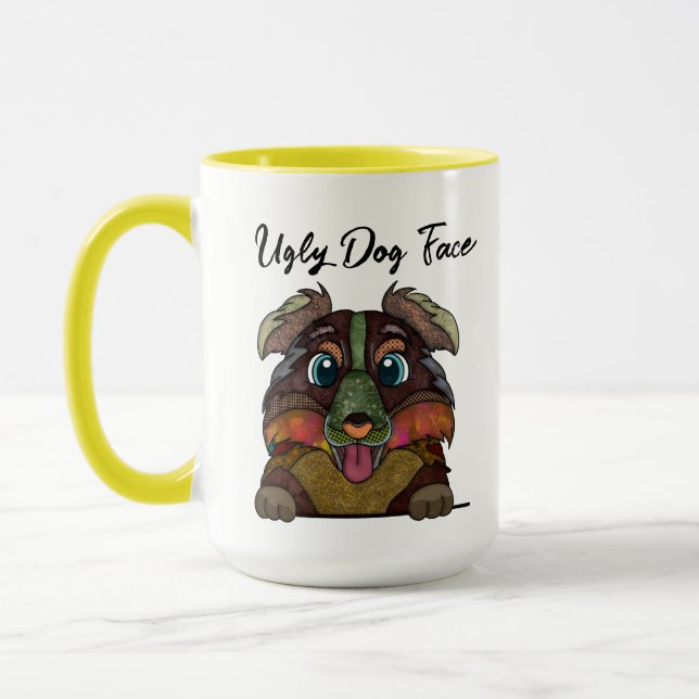 Mug Australian Shepherd'un chien moche face muet (Gauche)