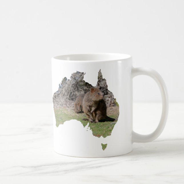 Mug Australie Forme Mignon Quokka Mangeant de l'Herbe (Droite)