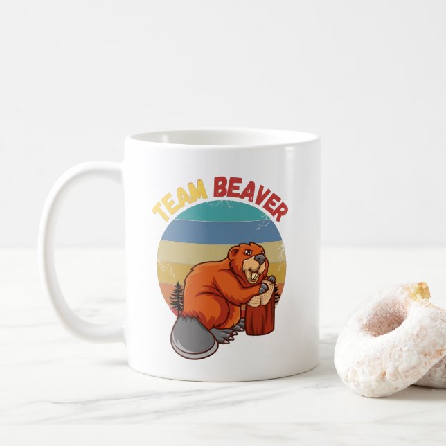 Mug Auteur de castors rétro Sunset Beavers (Avec donut)