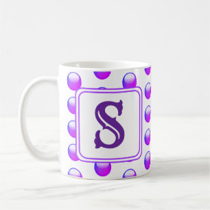 Mug Auteur Monogramme Vibrant Purple Polka Point initi