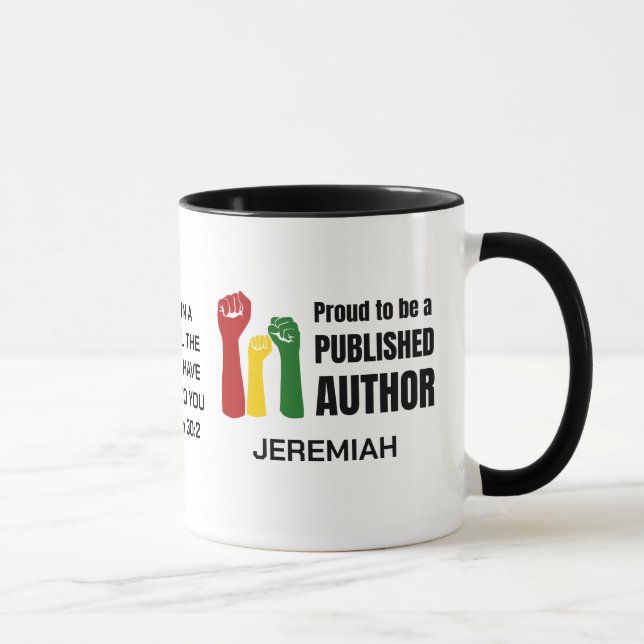 Mug Auteur publié personnalisé chrétien fier NOIR (Droite)