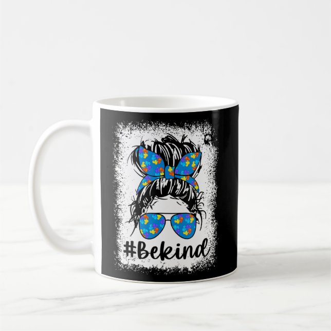 Mug Autism Be Kind Messy Bun Maman Vie Coeur Puzzle Wo (Gauche)