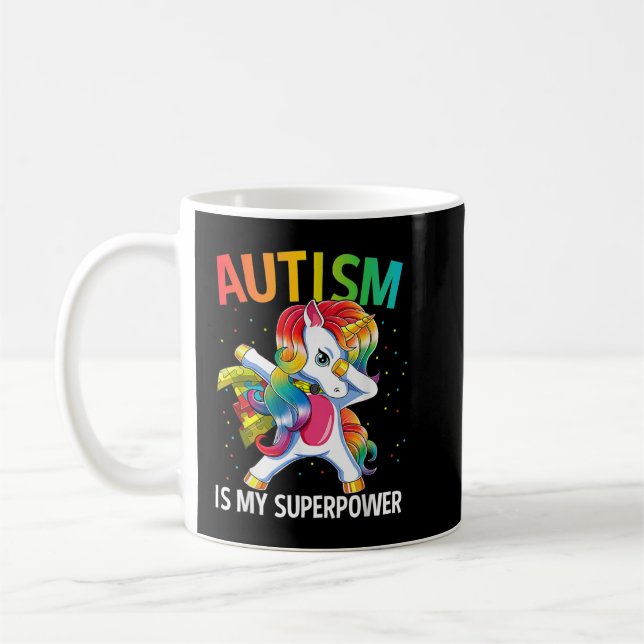 Mug Autism Is My Superpower Dabbing Unicorn 1422 (Gauche)