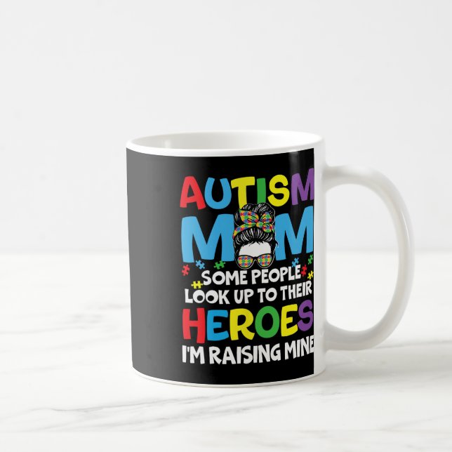 Mug Autism Maman lever Héros Messy Bun Sensibilisation (Droite)