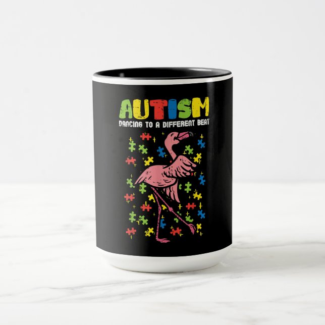 Mug Autisme Danser Différents Flamant rose Beat mignon (Centre)