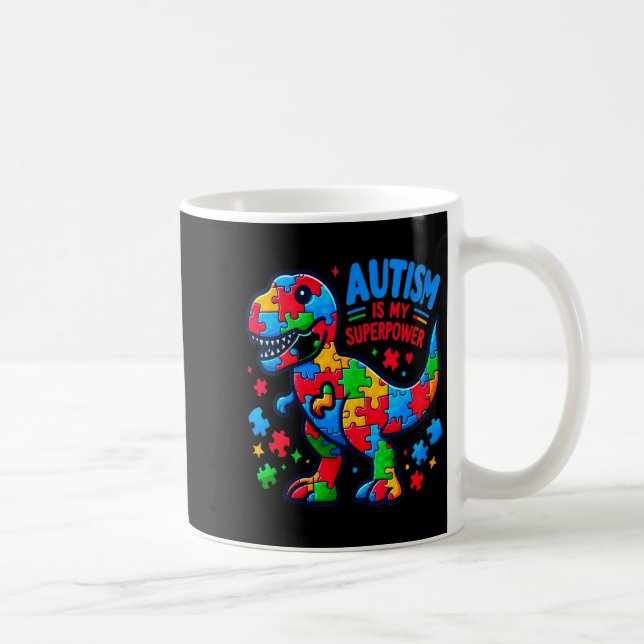 Mug Autisme Féminin - Dinosaure - Puzzle - Arc - Autis (Droite)