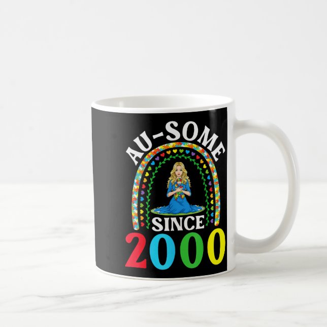 Mug Autisme Incroyable Ausome Depuis 2000 Joyeux 26e A (Droite)