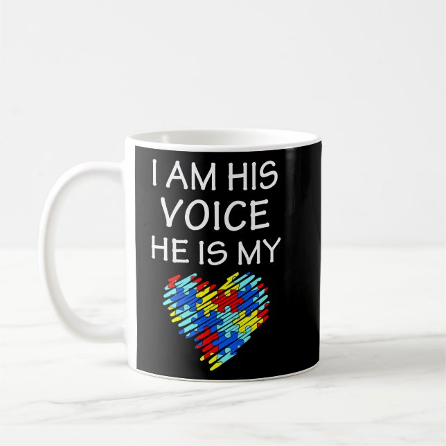 Mug Autisme Maman Chemise Je suis sa voix Citation Sen (Gauche)