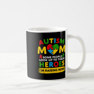 Mug Autisme Maman Élever Héros Super Messy Bun Autisme