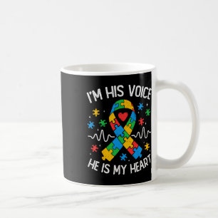 Mug Autisme Maman Je suis sa voix Il est mon coeur Aut
