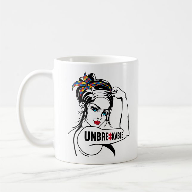 Mug Autisme Maman Mère Mama Indestructible Rosie (Gauche)