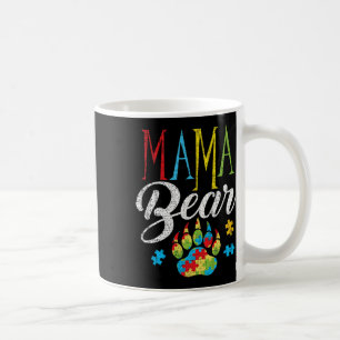 Mug Autisme Maman Ours Morceau de Puzzle Enfant Grunge