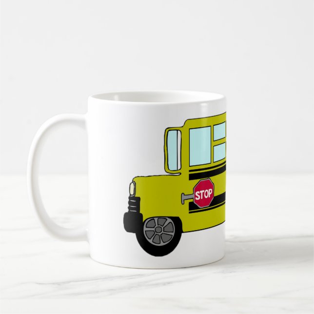 Mug Autobus scolaire jaune avec panneau d'arrêt (Gauche)