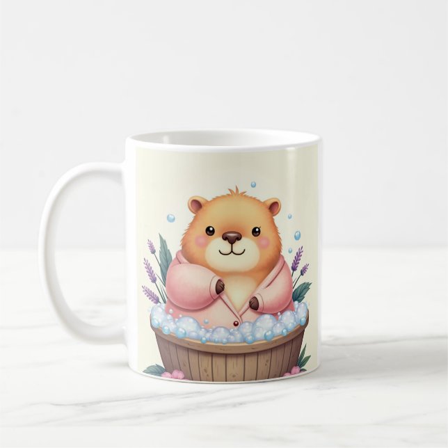 Mug Autocollant Capybara Bain à remous Ambiance décont (Gauche)
