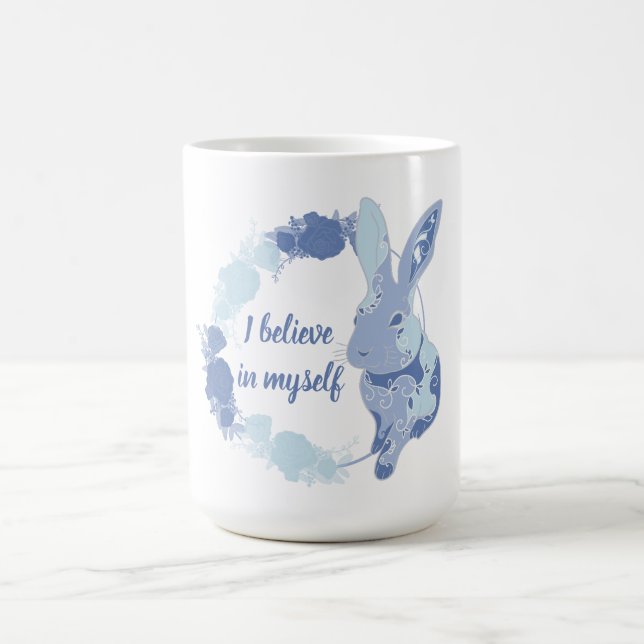 Mug Autocollant Coco le Lapin “Je crois en moi” Bleu  (Centre)