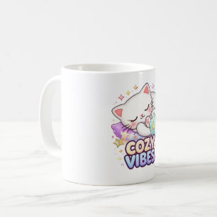 Mug Autocollant de chat ambiance cosy   Chat mignon en