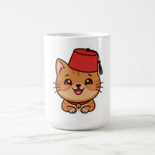 Mug Autocollant de chat mignon Kawaii casquette maroca