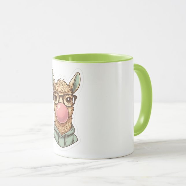 Mug Autocollant de lama hipster mignon (Devant droit)