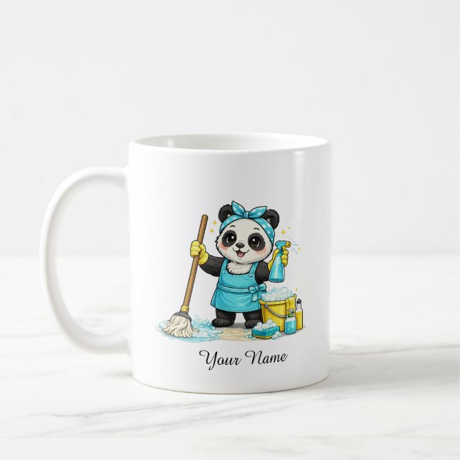 Mug Autocollant de Panda de nettoyage Kawaii Mignon (Gauche)