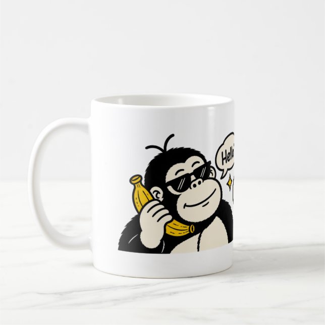 Mug Autocollant de téléphone banane gorille drôle (Gauche)