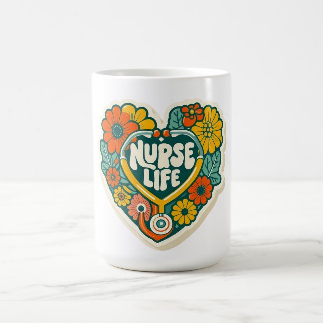Mug Autocollant de vie d'infirmière rétro groovy - Ste (Centre)