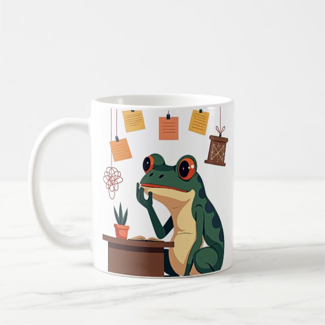 Mug Autocollant Grenouille de Suranalyse Humour Anxiét (Gauche)