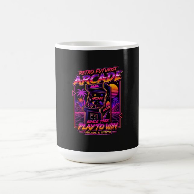 Mug Autocollant néon synthwave Rétro Arcade (Centre)