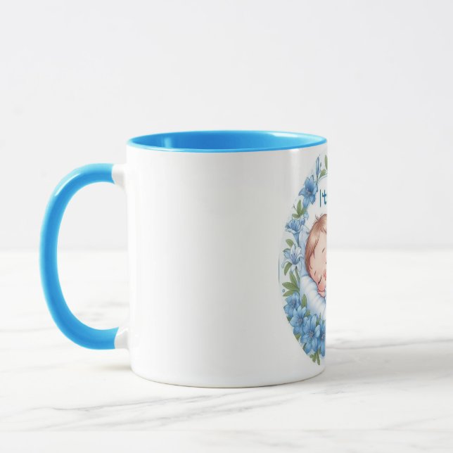 Mug Autocollant pour Baby Shower « C'est un garçon » (Gauche)