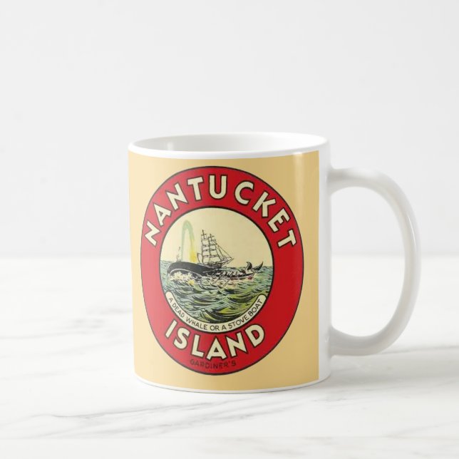 Mug Autocollant rond de l'île de Nantucket (Droite)