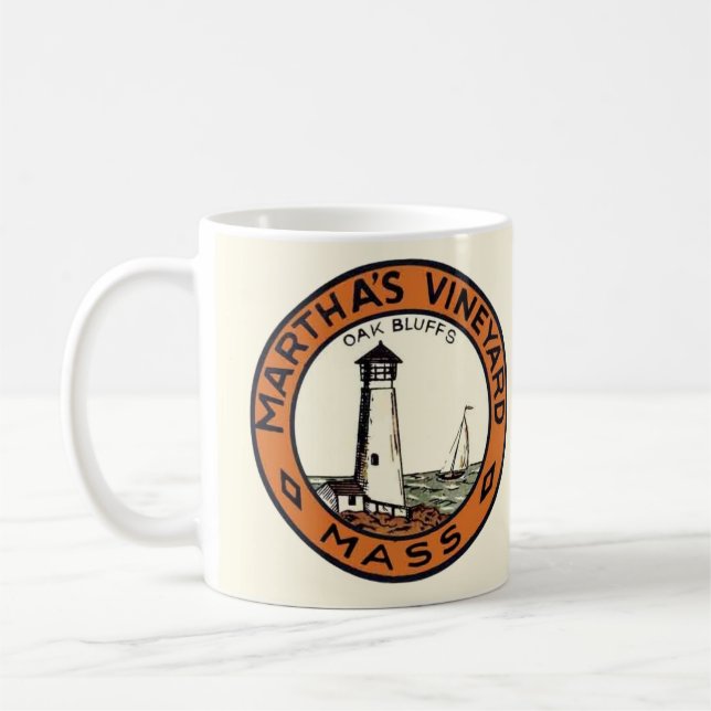 Mug Autocollant rond de Martha's Vineyard (Gauche)