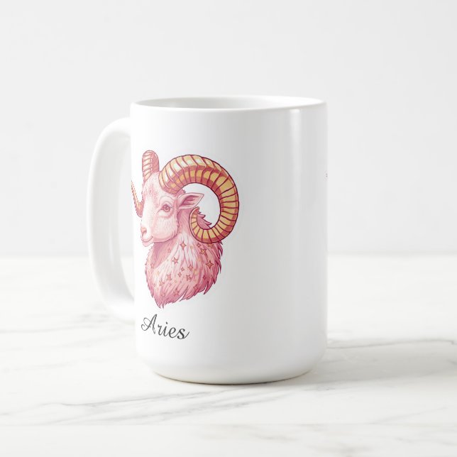 Mug Autocollant Zodiaque Céleste Bélier - Art Rose Est (Devant gauche)