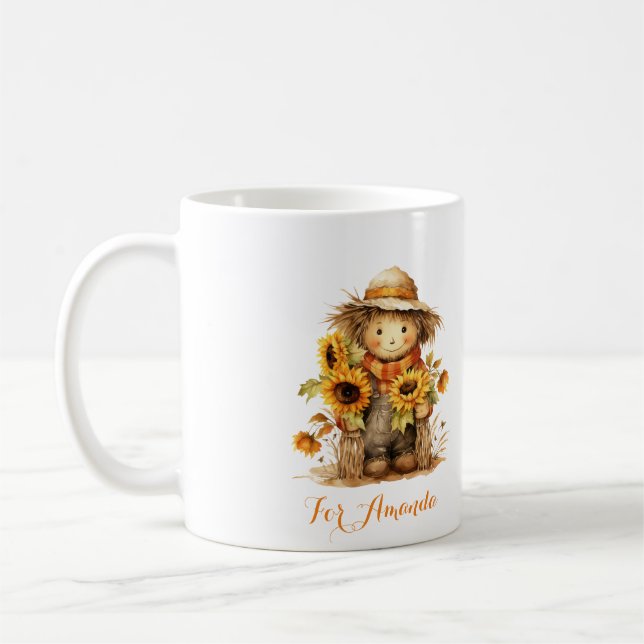 Mug Automne Animaux de ferme Citrouille Aquarelle Pers (Gauche)