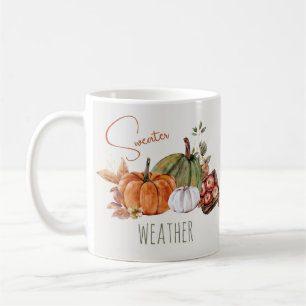 Mug Automne Citrouille Aquarelle Feuilles d'automne et