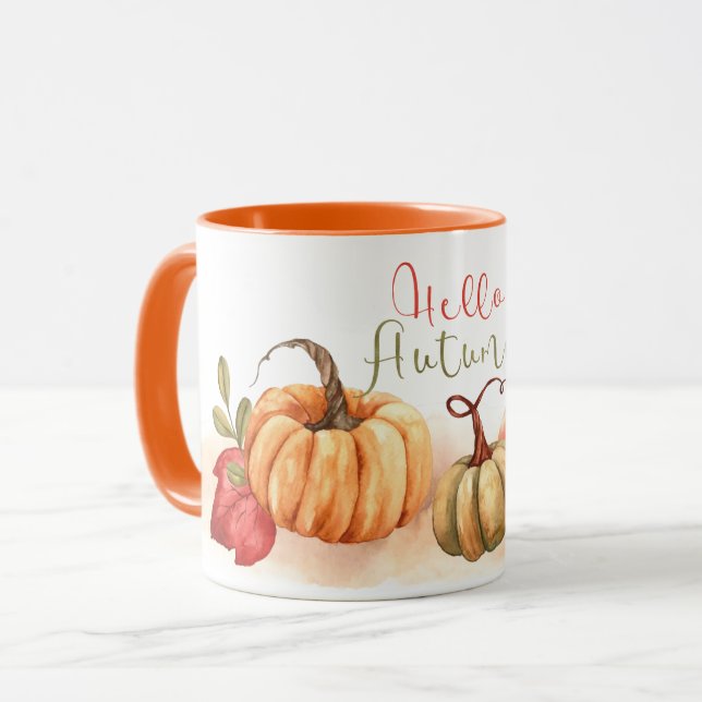 Mug Automne - Citrouille Bonjour Automne (Devant gauche)