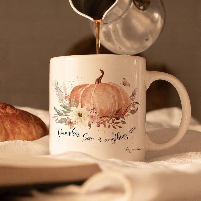 Mug Automne Citrouille Épice Automne Feuilles Floral P (Créateur téléchargé)