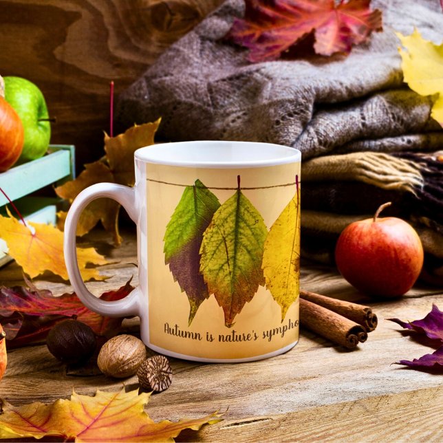 Mug Automne Coloré Feuille Citation Inspirationnelle (Créateur téléchargé)