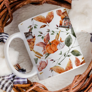 Mug Automne Cottage Ferme Thanksgiving Floral Citrouil