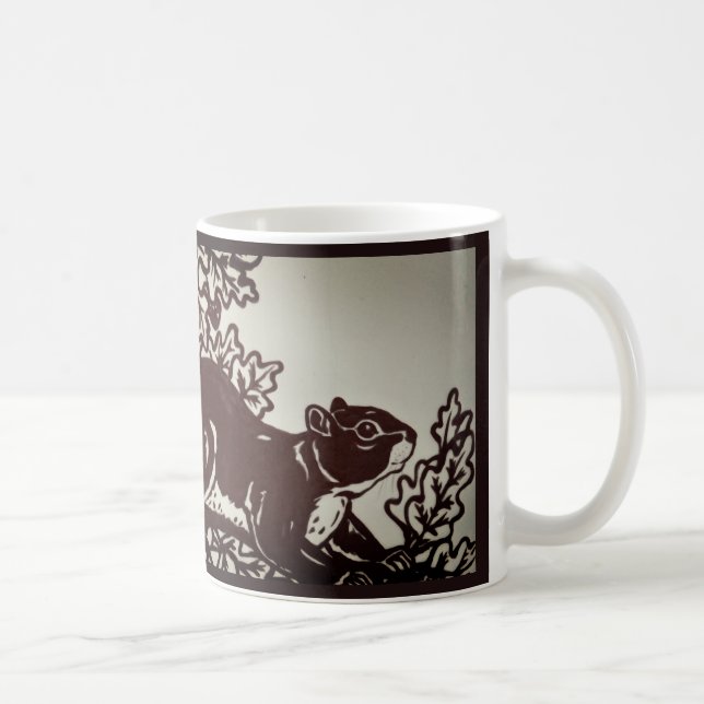 Mug Automne Écureuil Carrelage Brown Art Automne Bois  (Droite)