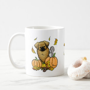 Mug Automne Espagnol Tibétain (Brown) Chien Citrouille