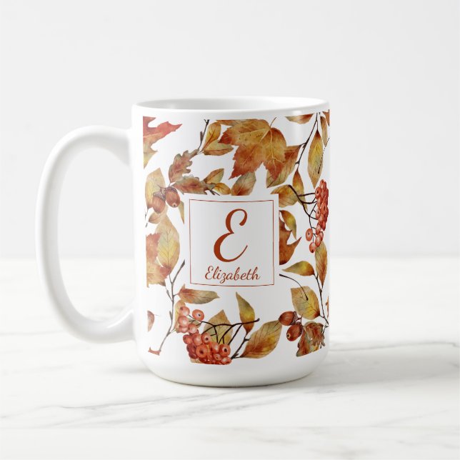 Mug Automne Feuillage de l'automne Feuille Monogramme  (Gauche)