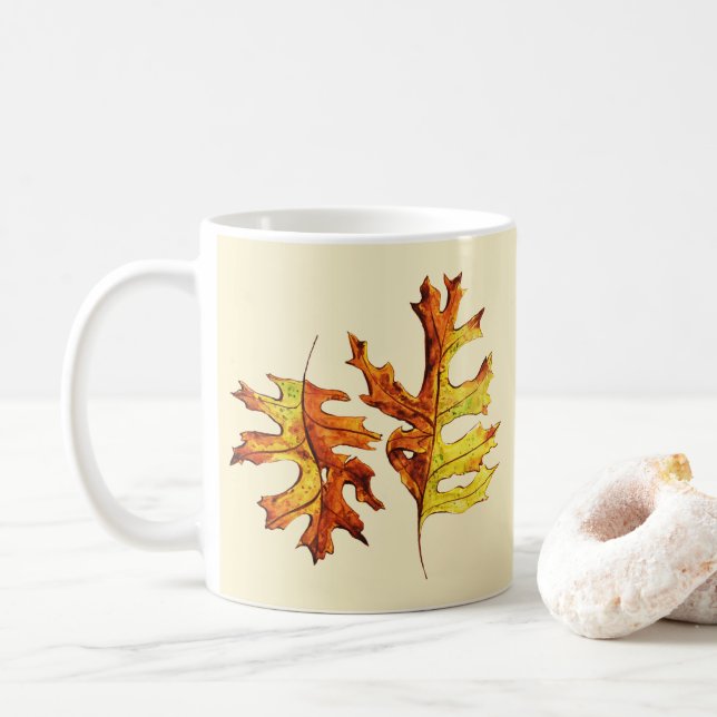 Mug Automne Feuilles Belle Aquarelle Art (Avec donut)