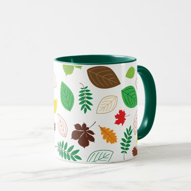 Mug Automne Feuilles de automne Motif vert (Devant droit)
