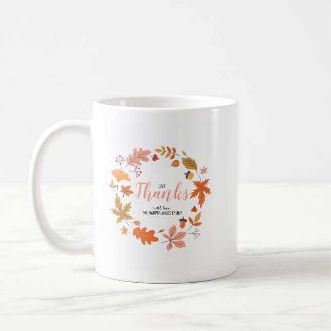 Mug Automne Feuilles Thanksgiving Personnalisé (Gauche)