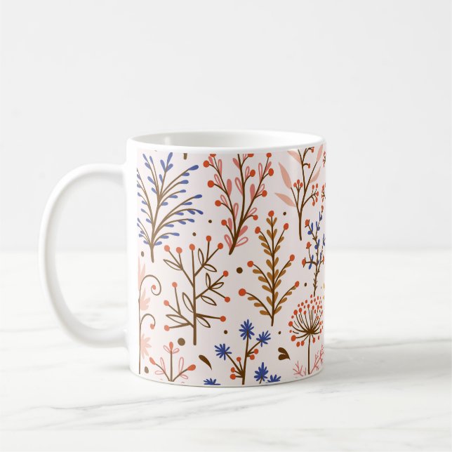 Mug Automne Floral Motif sans couture. Doodle Plante,  (Gauche)