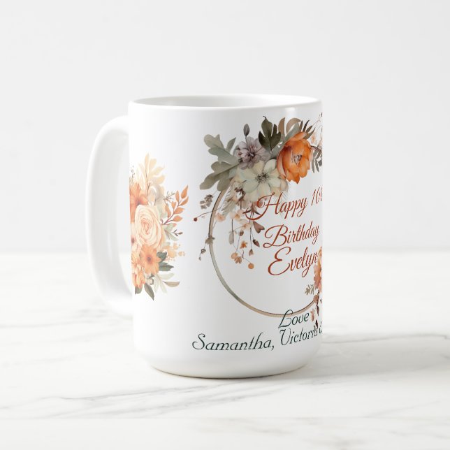 Mug Automne Mignon Gnome Feuilles D'automne Anniversai (Devant gauche)