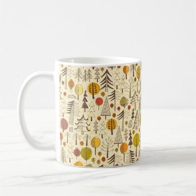 Mug Automne. Motif sans couture avec forêt, dos d'auto (Gauche)